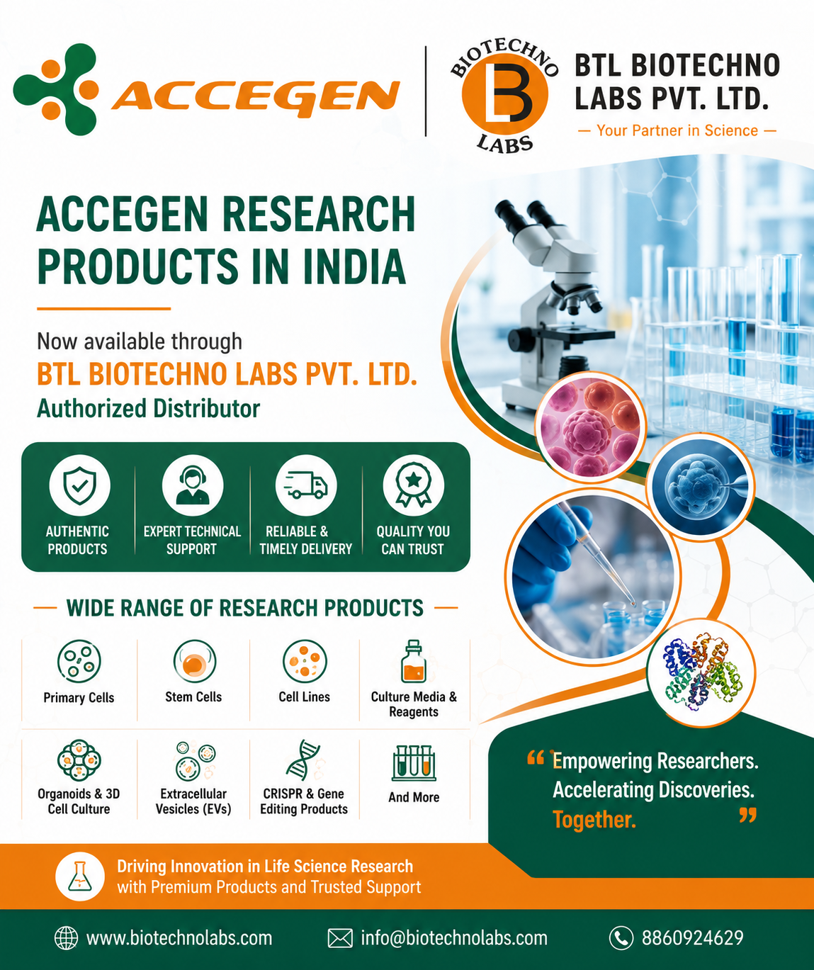 AcceGen Research Products in India | BTL Biotechno Labs Pvt. Ltd. – Authorized Distributor