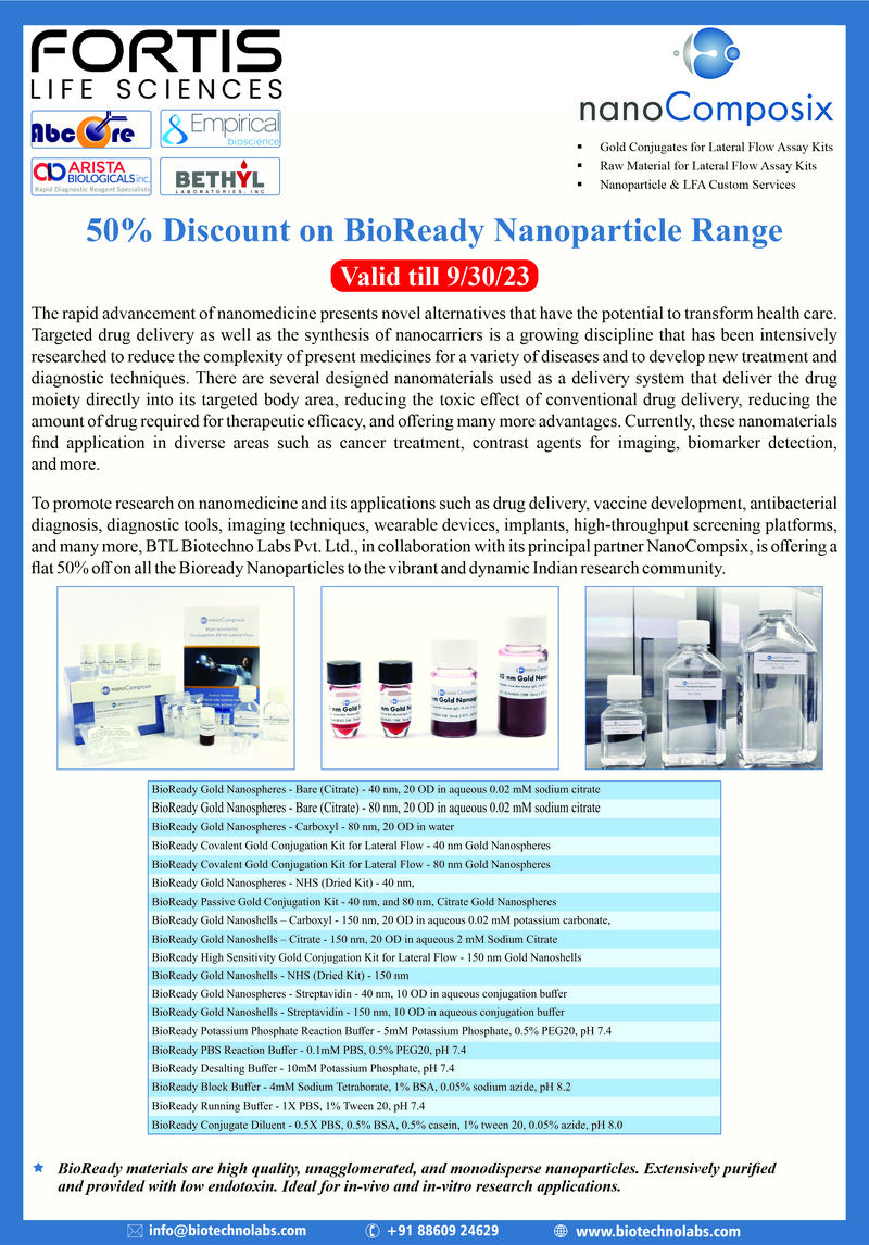 50% Doscount on BioReady Nanoparticle Range