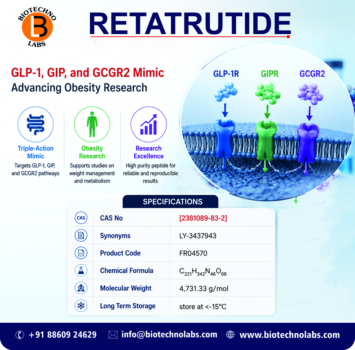 🧬BTL Biotechno Labs Pvt Ltd | Trusted Supplier of hashtag#Retatrutide in hashtag#India