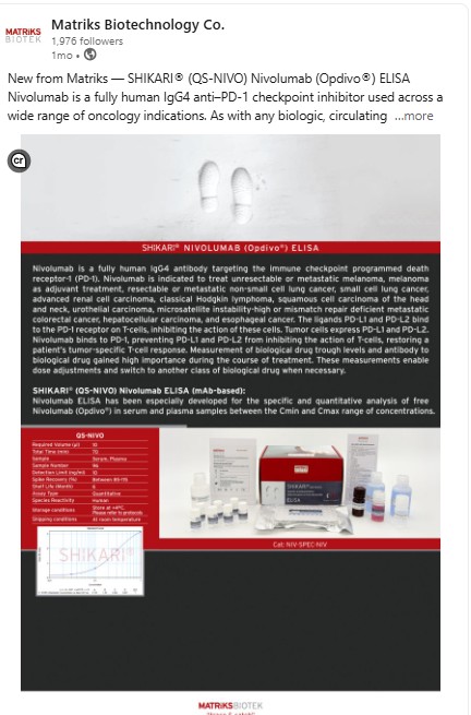 🚀 New from Matriks Biotechnology Co.-SHIKARI® QS-NIVO #Nivolumab ELISA!